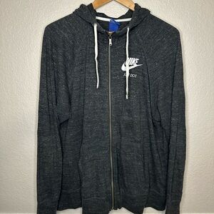 Nike Women's Charcoal Grey Black Zip-Up Sweater